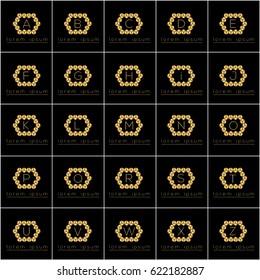 Golden vector luxury logo  frame design set for boutique, hotel, restaurant. Letters of the alphabet monograms