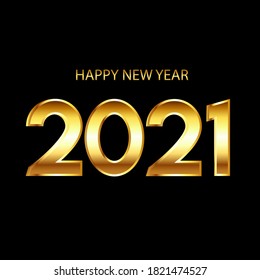 Golden Vector texto de lujo 2021 Feliz año nuevo. Diseño de Números de Fiesta de Oro. Cartel de Feliz Año Nuevo con números del 2021