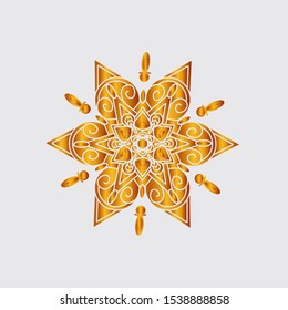 The Golden Vector Mandala Flower Pattern Design Logo With White Background
