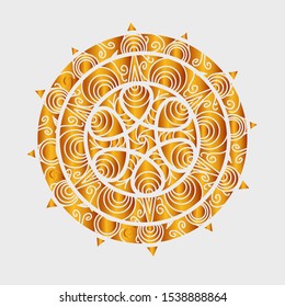 The Golden Vector Mandala Flower Pattern Design Logo With White Background