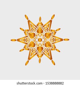 The Golden Vector Mandala Flower Pattern Design Logo With White Background