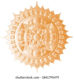 Golden vector Mandala gradient metal  illusion. Yoga and boho concept