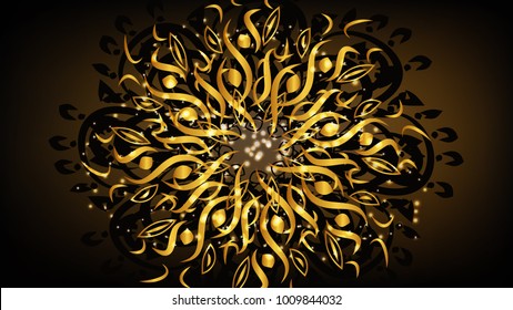 Golden vector Mandala. Vintage mandala elements on black background. Oriental pattern with mandala. -stock  vector illustration  