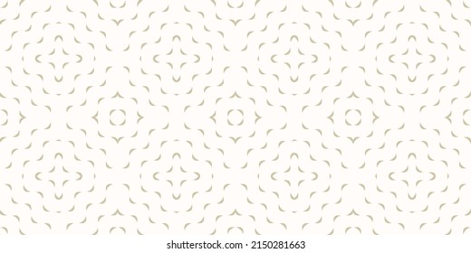 Golden vector minimalist geometric seamless pattern with small wavy shapes, curved lines. Simple abstract texture with concentric waves. Gold and white background. Luxury modern minimal repeat design