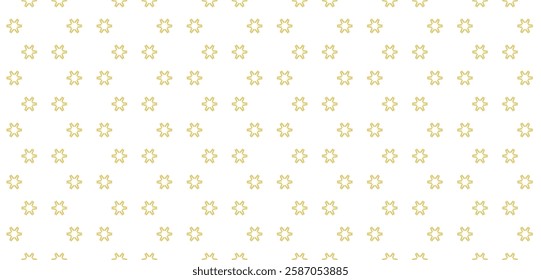 Golden vector minimalist seamless pattern. Subtle minimal floral geometric texture. Simple white and gold abstract background with small flowers, lines, grid. Elegant repeated design for cover, decor
