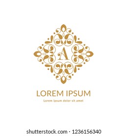 Golden vector monogram. Elegant, classic elements. Can be used for jewelry, beauty and fashion industry. Great for logo, emblem, invitation, flyer, menu, brochure, background, or any desired idea.
