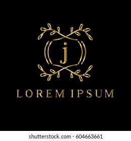 Golden vector monogram. Letter j logo design template