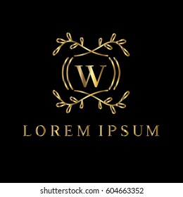 Golden vector monogram. Letter W logo design template