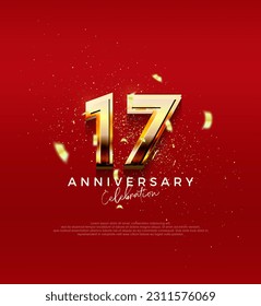 Golden vector number for 17th anniversary celebration.