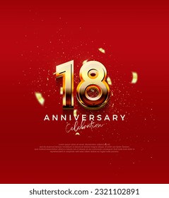 Golden vector number for 18th anniversary celebration. Premium vector background for greeting and celebration.