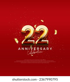 Golden vector number for 22nd anniversary celebration. Premium vector background for greeting and celebration.