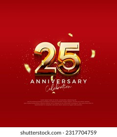 Golden vector number for 25th anniversary celebration. Premium vector background for greeting and celebration.