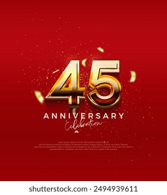Golden vector number for 45th anniversary celebration. Premium vector background for greeting and celebration.