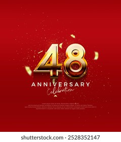 Número de Vector dorado para la celebración del 48 aniversario. Fondo de Vector de Premium para saludo y celebración.