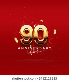 Golden vector number for 90th anniversary celebration. Premium vector background for greeting and celebration.