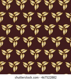 Golden vector ornament. Seamless abstract classic pattern with golden leaves