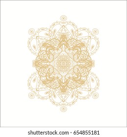 Golden vector ornamental composition on white background