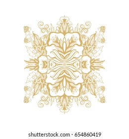 Golden vector ornamental composition on white background