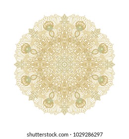 Golden vector ornamental rosette on white background