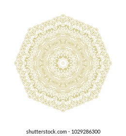 Golden vector ornamental rosette on white background