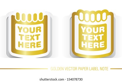 Golden Vector Paper Label Note.