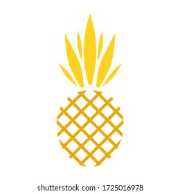 Golden vector pineapple on white background. Pineapple geometric icon. Tropical fruit, isolated on white background. Gold glitter ananas. Summer fruit trendy illustration. Vector illustration