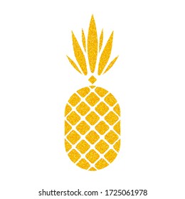 Piña vectorial dorada sobre fondo blanco. Icono geométrico de piña. Frutos tropicales, aislados de fondo blanco. Ananas de lustre de oro. Ilustración de moda de frutas de verano. Ilustración del vector