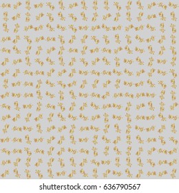 Golden vector print on gray background for design invitation, card, wallpaper or fabric. Gold ornament seamless pattern.