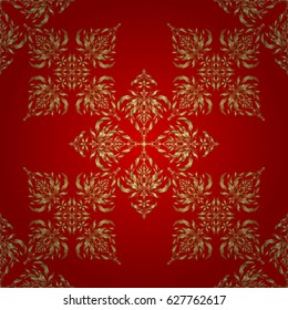 Golden vector print on red background.