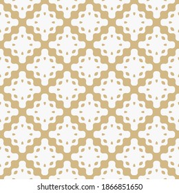 Goldenes Vektornahtloses Muster, floraler Zierhintergrund, wiederholt geometrische Fliesen, gekrümmte Formen, Maschenweite. Abstrakte Gold- und Weißschmucktextur. Luxuriöses Design für Dekoration, Stoff, Textilien, Tapeten