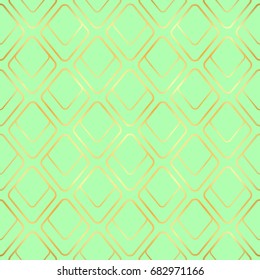 Golden Vector seamless pattern. Modern stylish texture. Abstract geometric pattern with golden rhombuses line. A seamless vector background. Black and white graphic pattern.