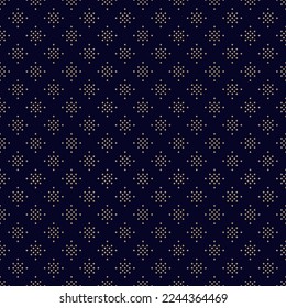 Golden vector seamless pattern with small diamond shapes, stars, rhombuses, dots. Abstract black and gold geometric texture. Simple minimal elegant background. Luxury repeat design for decor, wrapping