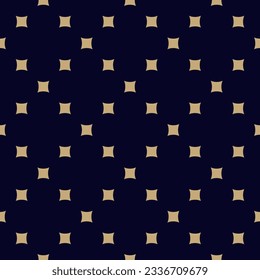 Golden vector seamless pattern with small square shapes in regular grid. Abstract gold and black minimalist geometric texture. Simple minimal repeat background. Dark luxury design for decor, print