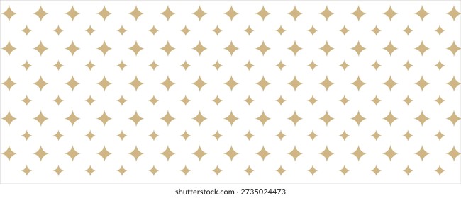Golden vector seamless pattern with small diamond shapes, stars, rhombuses, dots. Abstract gold and white geometric texture. Simple