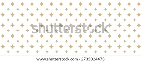Golden vector seamless pattern with small diamond shapes, stars, rhombuses, dots. Abstract gold and white geometric texture. Simple