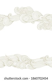 Vector dorado textura sin fisuras con ondas marinas ornamentales 