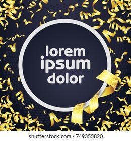 Golden vector serpentine on a dark blue background with a round frame