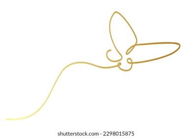 golden vector simple single or one continuous fly butterfly 
