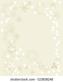 Golden vector snowflakes with light effects. Suitable for banners, cards, templates. Elegant Illustration. Luxury Christmas background with sparkling  and golden bokeh background.