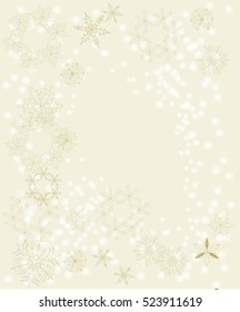 Golden vector snowflakes with light effects. Suitable for banners, cards, templates. Elegant Illustration. Luxury Christmas background with and bokeh background.