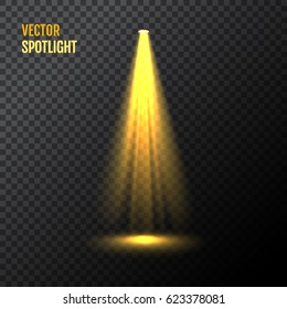 Golden vector spotlight. Yellow stage lights. 