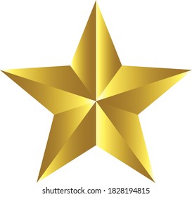 Golden Vector Star. 3 D Illustration Icon.