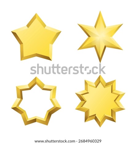 Golden vector star. 3 d illustration icon.
