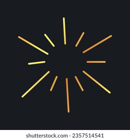 Golden vector sun, gradient minimalistic element. Sunburst, golden rays of the sun, cute decor.