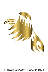 Golden vector symbol of eagle that is flying.	
