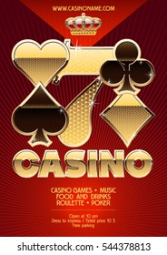 Golden vector template promo exclusive flyer for chic casino night event