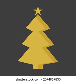 goldener Vektorbaum. Weihnachtsbaum Weihnachtsbaumlogo