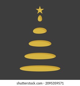 goldener Vektorbaum. Weihnachtsbaum Weihnachtsbaumlogo