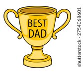 Golden vector trophy illustration with "BEST DAD" text, symbolizing appreciation and achievement for fathers.