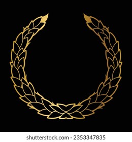 Golden vector vintage laurel wreaths on black background editable free vector image